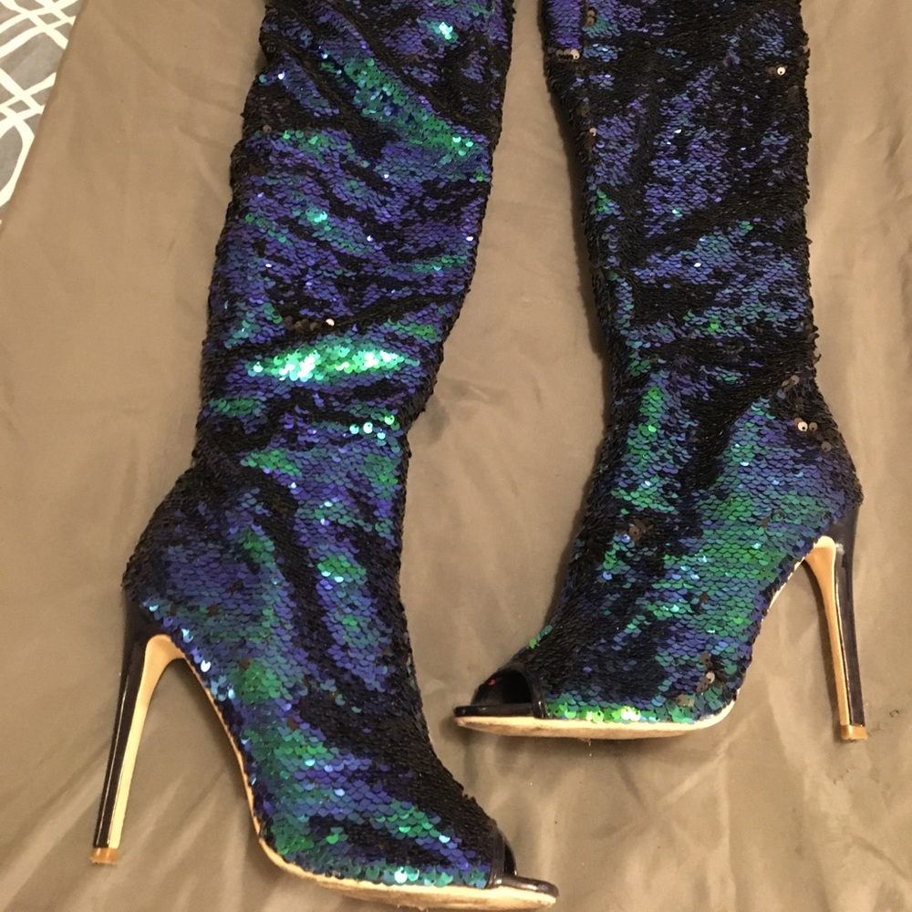 SEQUINS THIGH BOOTS